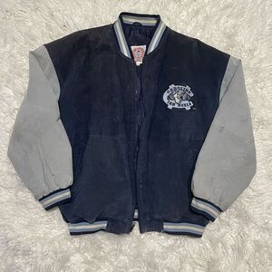 Vintage Carolina Tar Heels NCAA Jacket Mens Large Blue Suede UNC Letterman